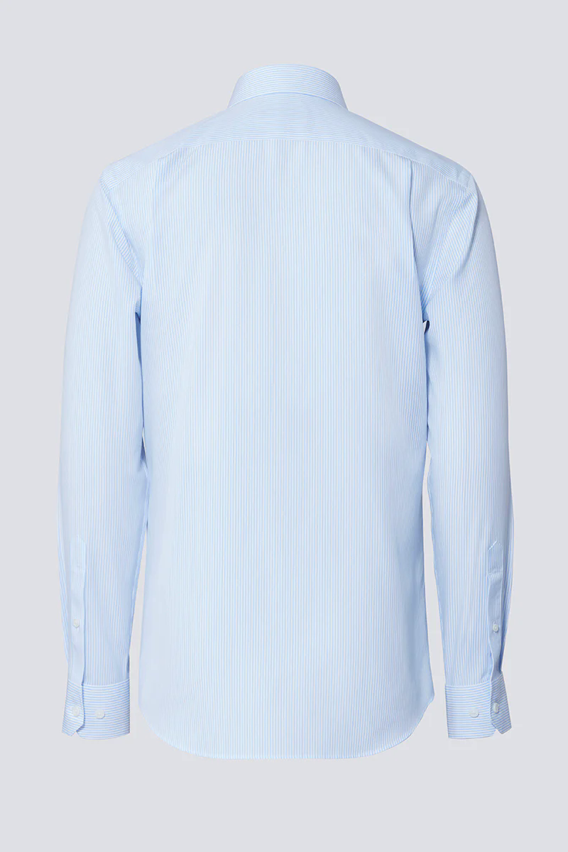 Wrinkle-Free Poplin Dress Shirt | Light Blue Stripes 15103N