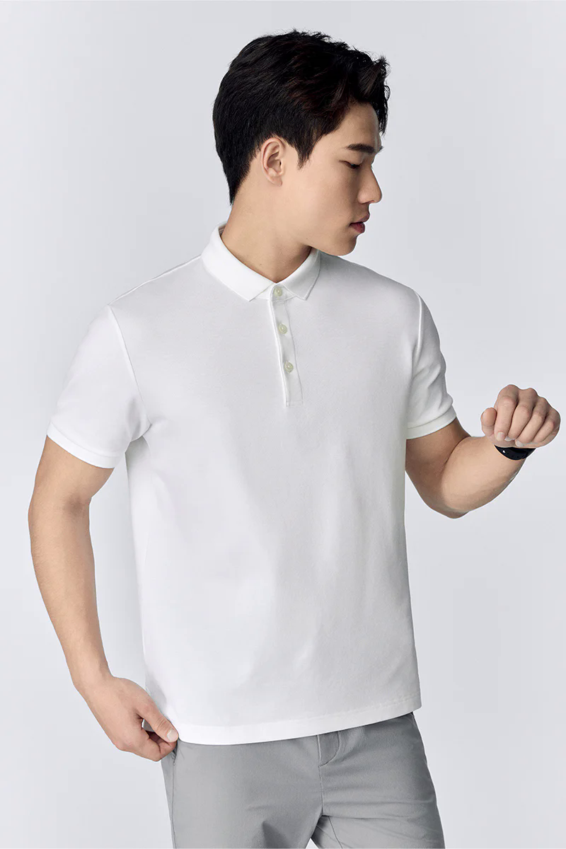 3-Button Pique Polo | White WH001Z