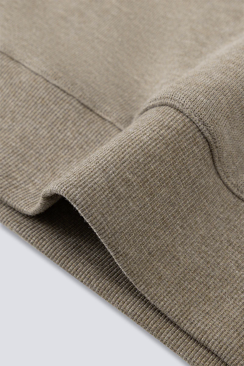 Merino-Blend Half Zip French Rib Sweater | Khaki E7W025 Merino-Blend Half Zip French Rib Sweater | Khaki E7W025