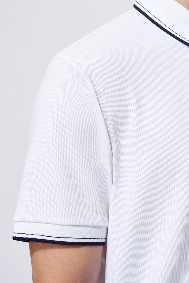 Pique Tipped Polo | White WH001Z