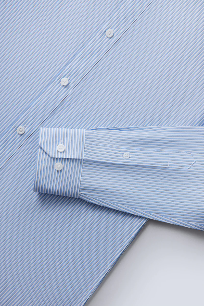 Wrinkle-Free Poplin Dress Shirt | Light Blue Stripes 25670N Wrinkle-Free Poplin Dress Shirt | Light Blue Stripes 25670N