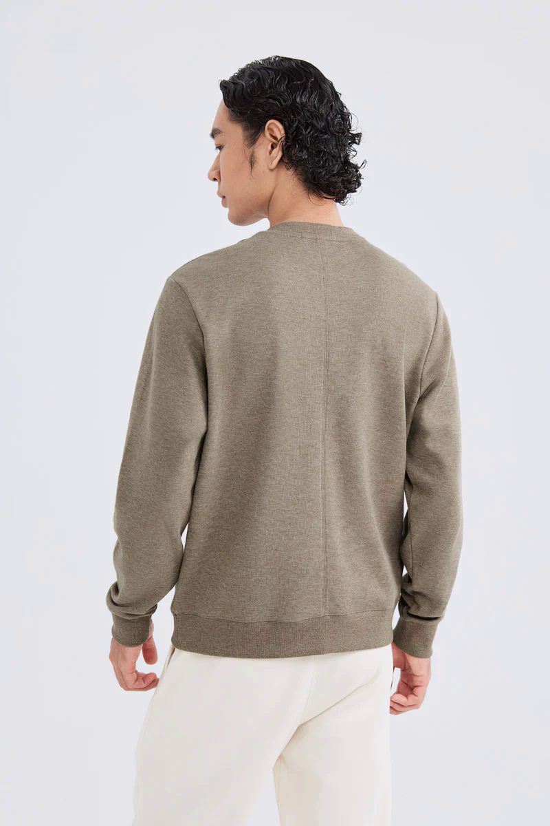 Merino-Blend French Rib Crew Neck Sweater | Khaki E7W025 Merino-Blend French Rib Crew Neck Sweater | Khaki E7W025
