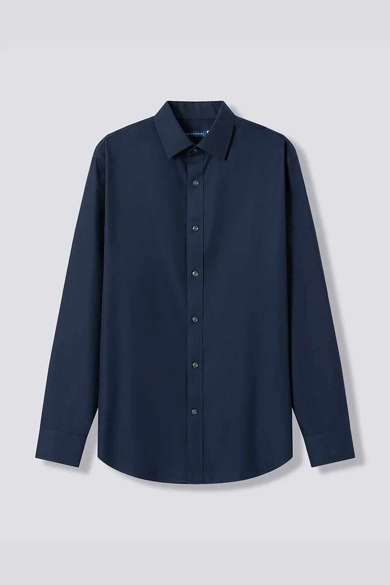 Wrinkle-Free Dobby Twill Dress Shirt  | Navy Semi Plain 27587N