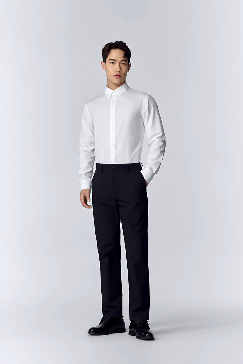 Wrinkle-Free Poplin Button-Down Dress Shirt | White WH001Z