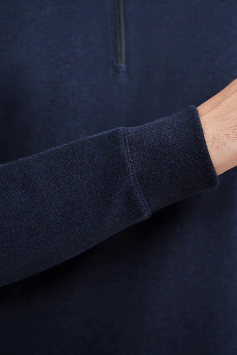 Merino-Blend Half Zip French Rib Sweater | Navy EB1244 Merino-Blend Half Zip French Rib Sweater | Navy EB1244