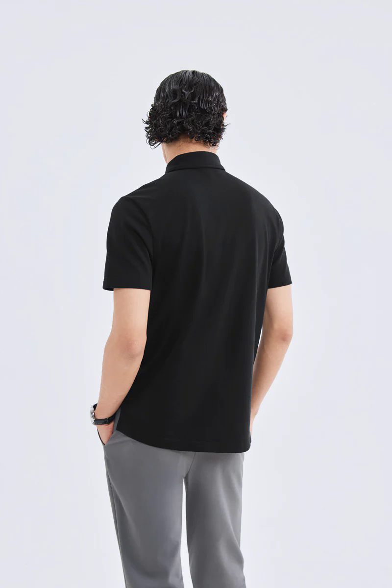 Waterless Dye Pique Polo | Black BKYD01