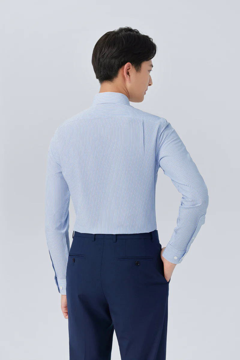 Wrinkle-Free Poplin Dress Shirt | Light Blue Stripes 25670N Wrinkle-Free Poplin Dress Shirt | Light Blue Stripes 25670N
