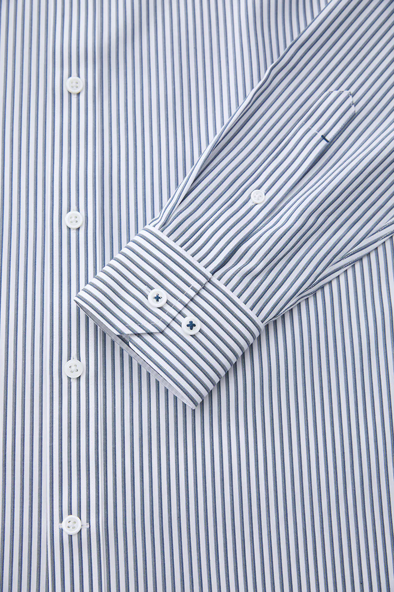 Waterless Dye Dress Shirt  | Dark Blue Stripes 22565N