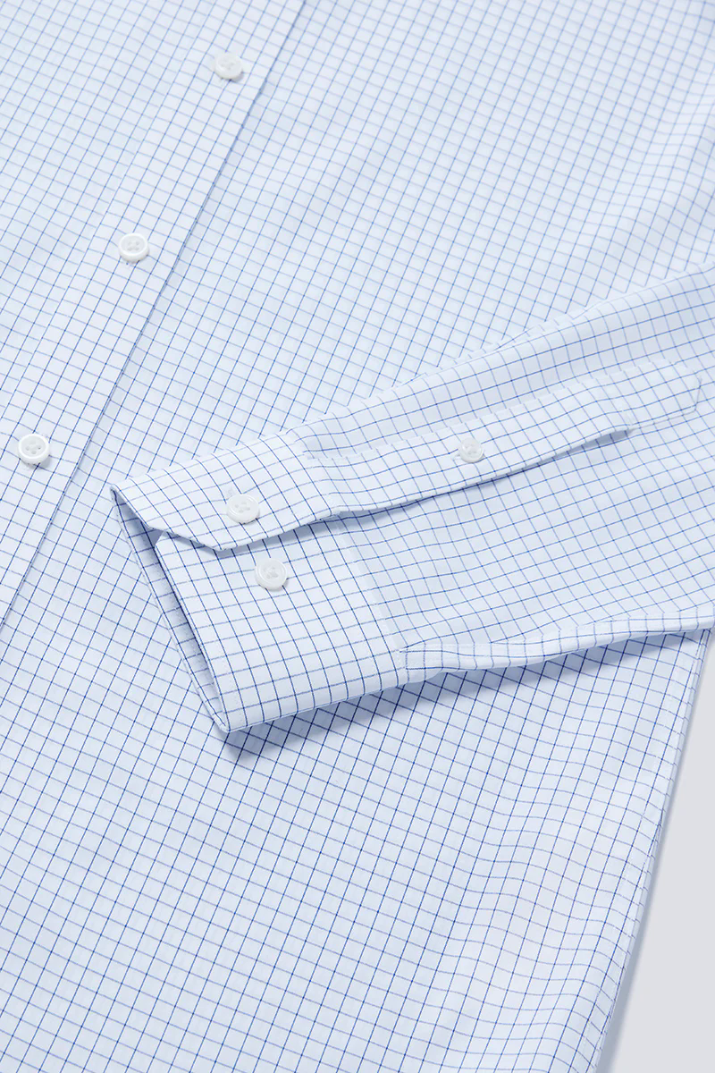 Wrinkle-Free Poplin Dress Shirt | Blue Check 16787N