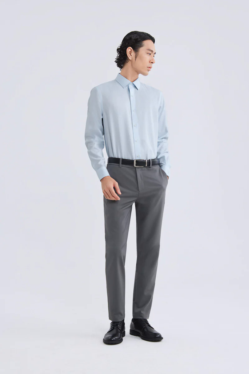 Wrinkle-Free Dobby Twill Dress Shirt | Pale Blue Semi Plain 27585N Wrinkle-Free Dobby Twill Dress Shirt | Pale Blue Semi Plain 27585N