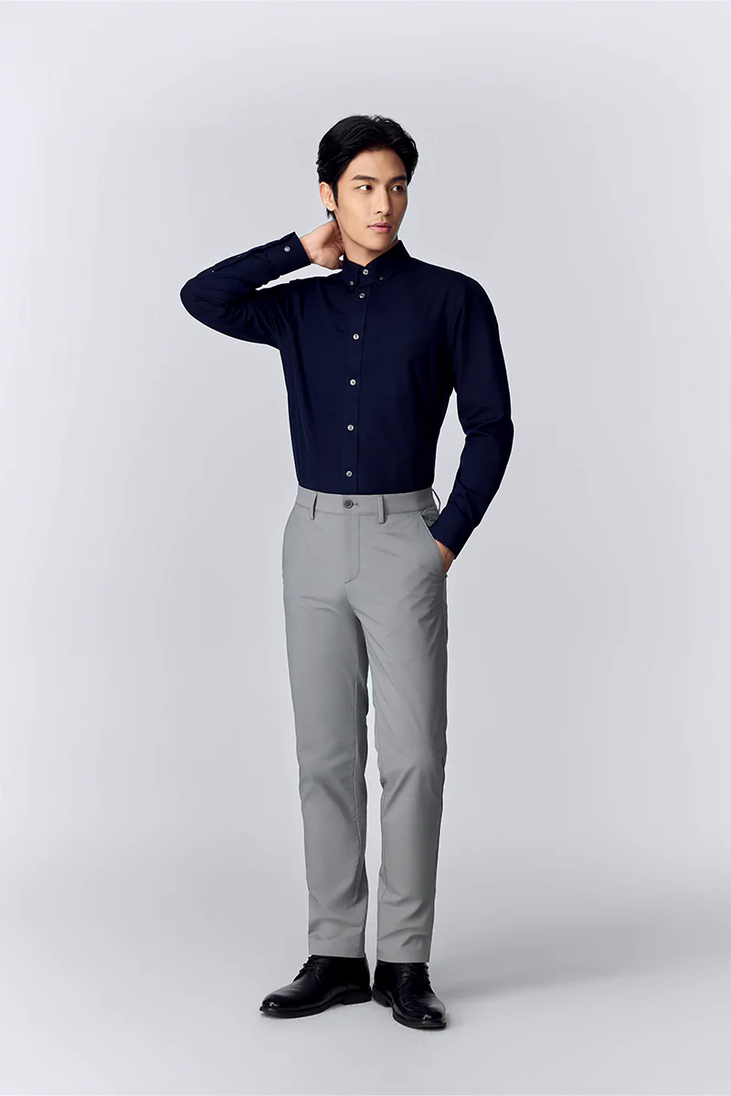 Wrinkle-Free Poplin Button-Down Dress Shirt | Navy 0053KM Wrinkle-Free Poplin Button-Down Dress Shirt | Navy 0053KM