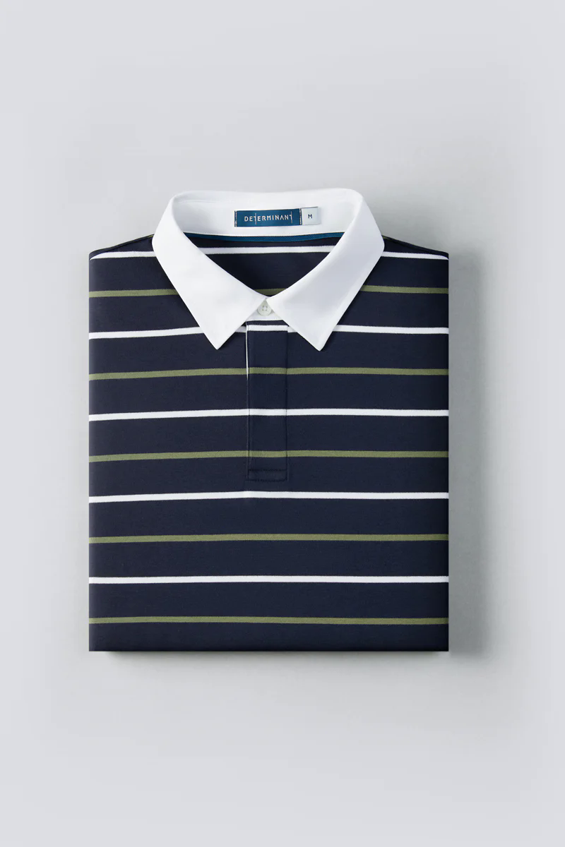 Regal Interlock Long Sleeve Rugby Shirt | Navy Multi-Stripes P05Z02