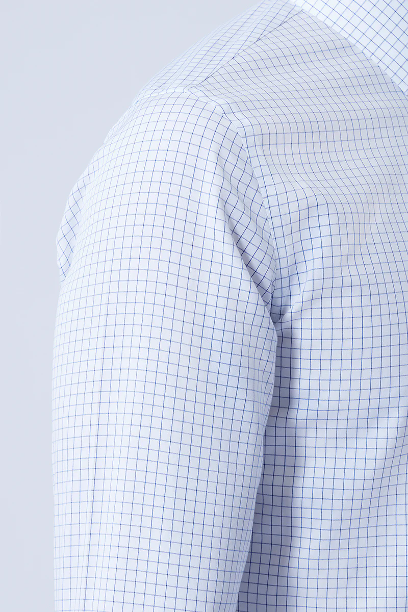 Wrinkle-Free Poplin Dress Shirt | Blue Check 16787N