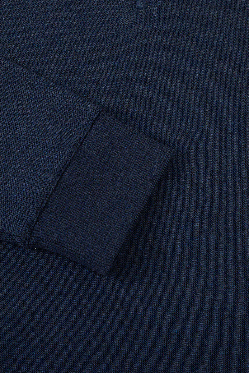 Merino-Blend Half Zip French Rib Sweater | Navy EB1244 Merino-Blend Half Zip French Rib Sweater | Navy EB1244