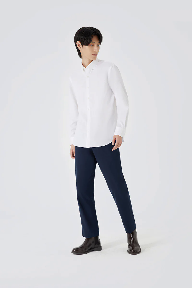 Twill Button-Down Smart Shirt | White WH001Z