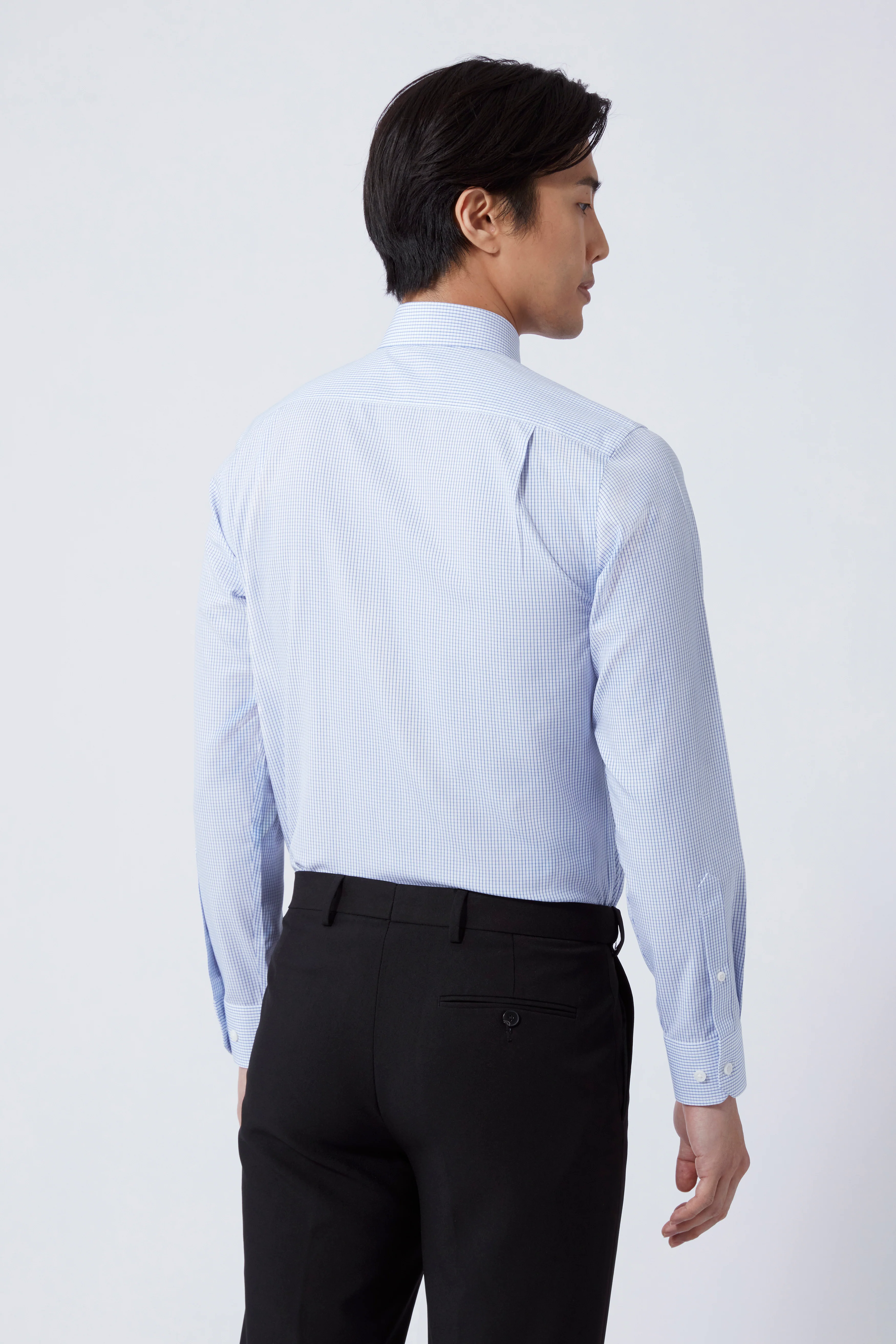 Wrinkle-Free Poplin Dress Shirt | Blue Check 15104N