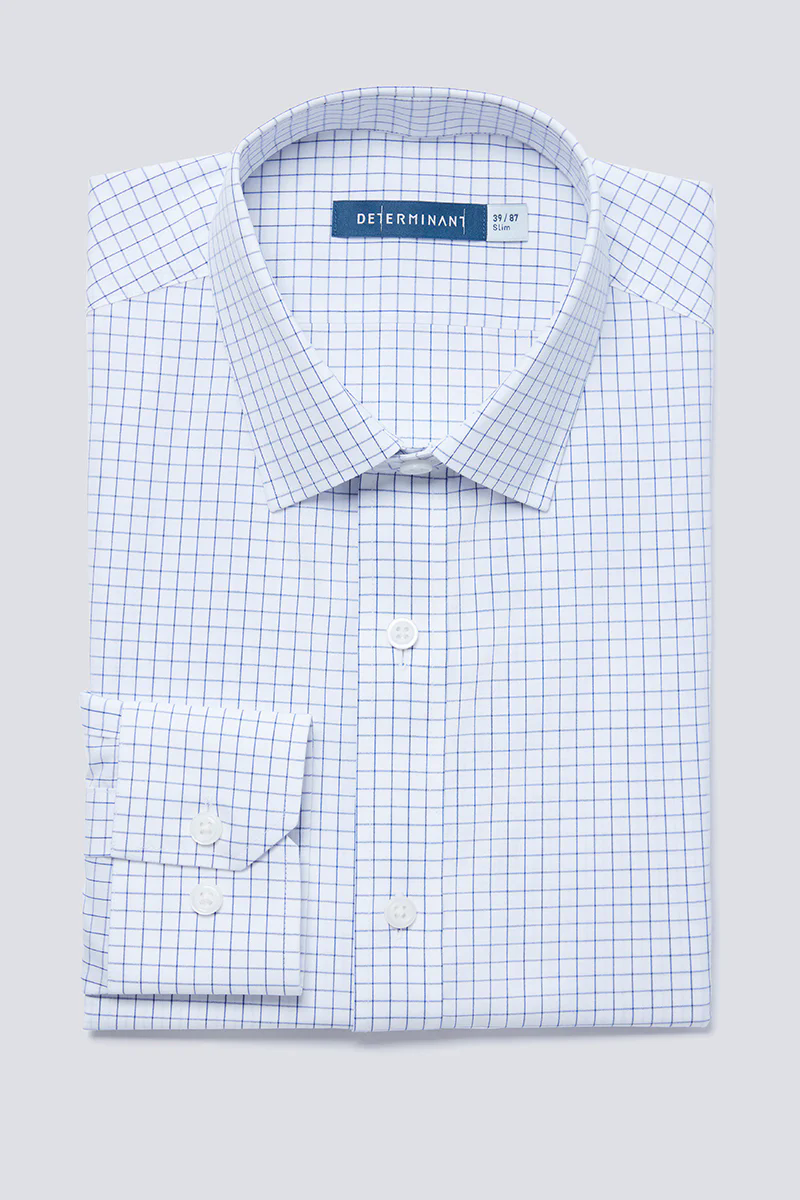 Wrinkle-Free Poplin Dress Shirt | Blue Check 16787N