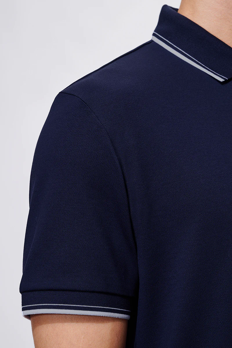 Pique Tipped Polo | Navy NNY096 Pique Tipped Polo | Navy NNY096