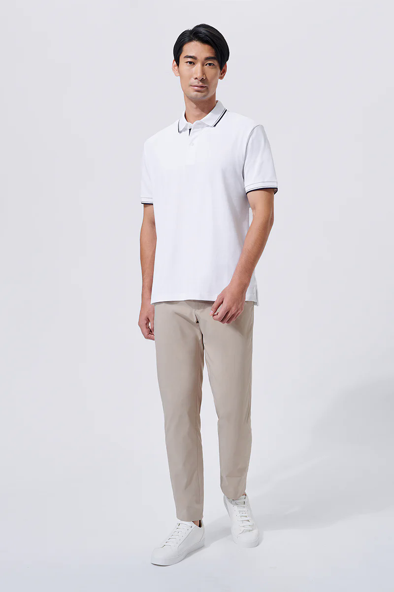 Pique Tipped Polo | White WH001Z