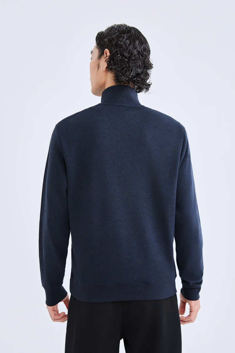 Merino-Blend Half Zip French Rib Sweater | Navy EB1244 Merino-Blend Half Zip French Rib Sweater | Navy EB1244