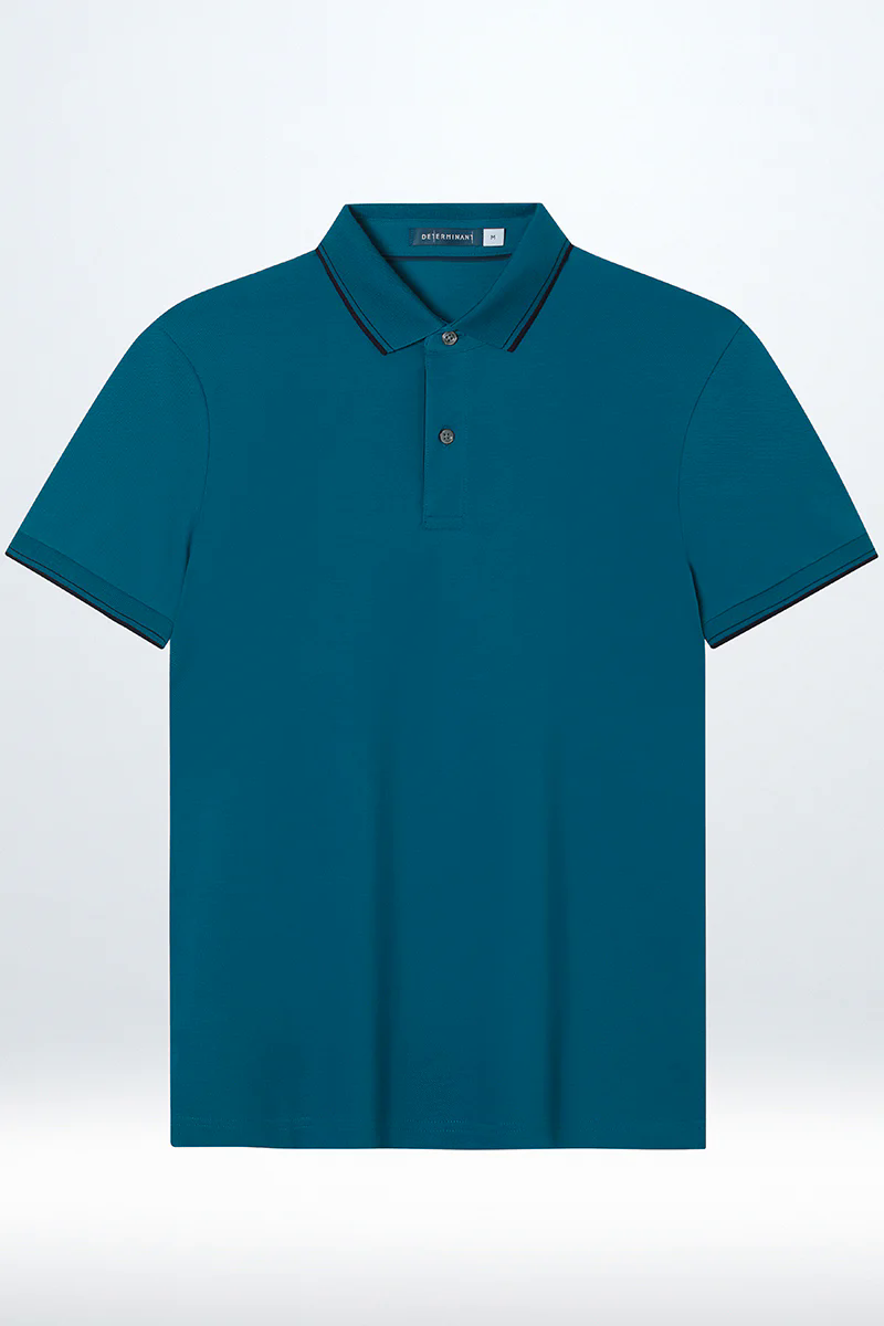 Pique Tipped Polo | Teal TQE060