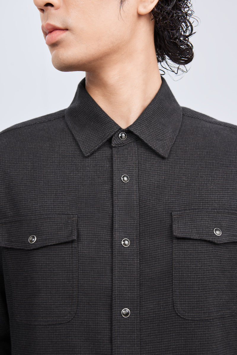HeatGuard Casual Shirt Jacket | Brown Semi Plain 6098NZ HeatGuard Casual Shirt Jacket | Brown Semi Plain 6098NZ