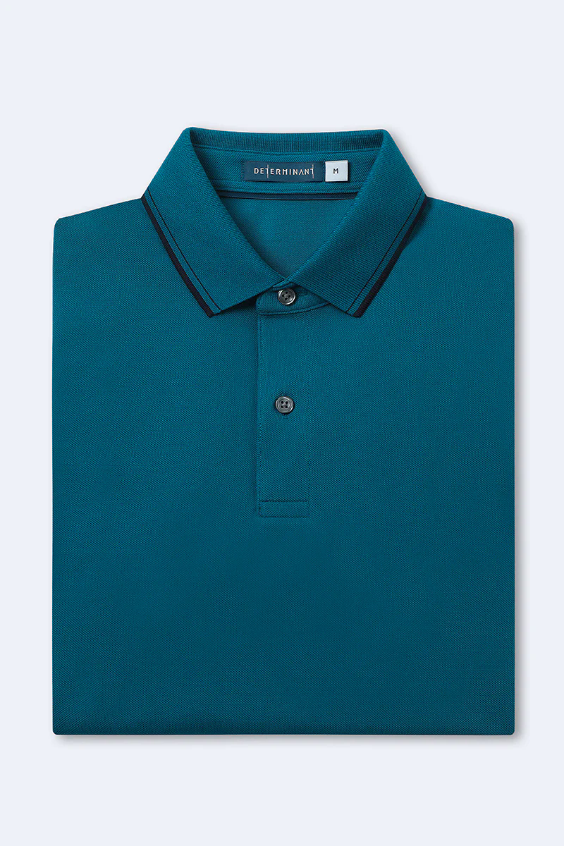 Pique Tipped Polo | Teal TQE060