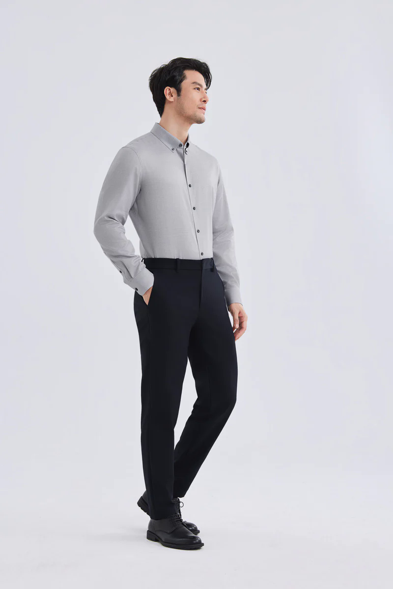 Waterless Dye Button-Down Smart Shirt | Grey 25238N