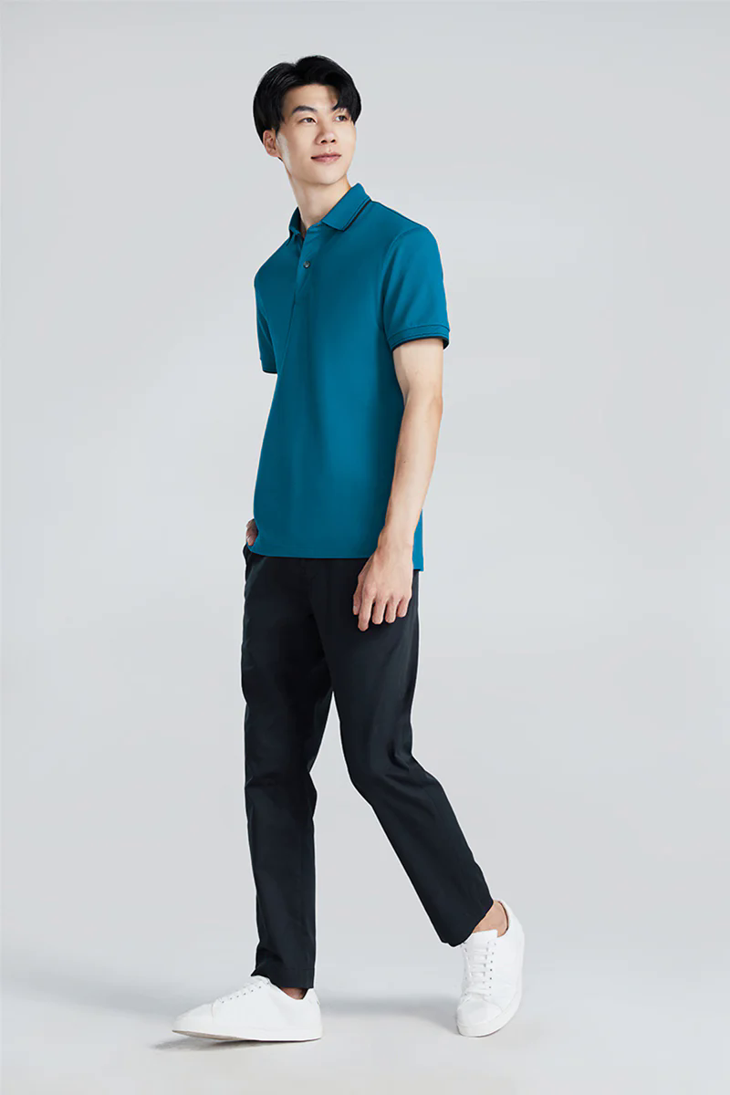 Pique Tipped Polo | Teal TQE060