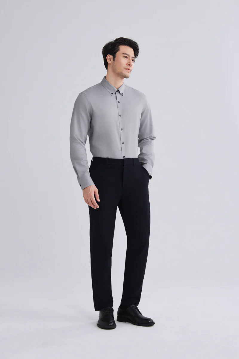 Waterless Dye Button-Down Smart Shirt | Grey 25238N