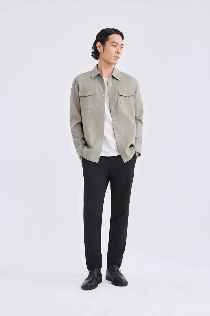 HeatGuard Casual Shirt Jacket | Khaki Semi Plain 6100NZ HeatGuard Casual Shirt Jacket | Khaki Semi Plain 6100NZ