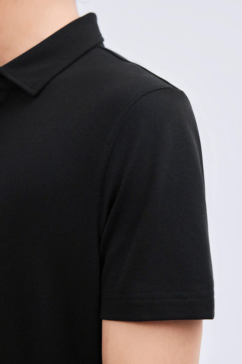 Waterless Dye Pique Polo | Black BKYD01