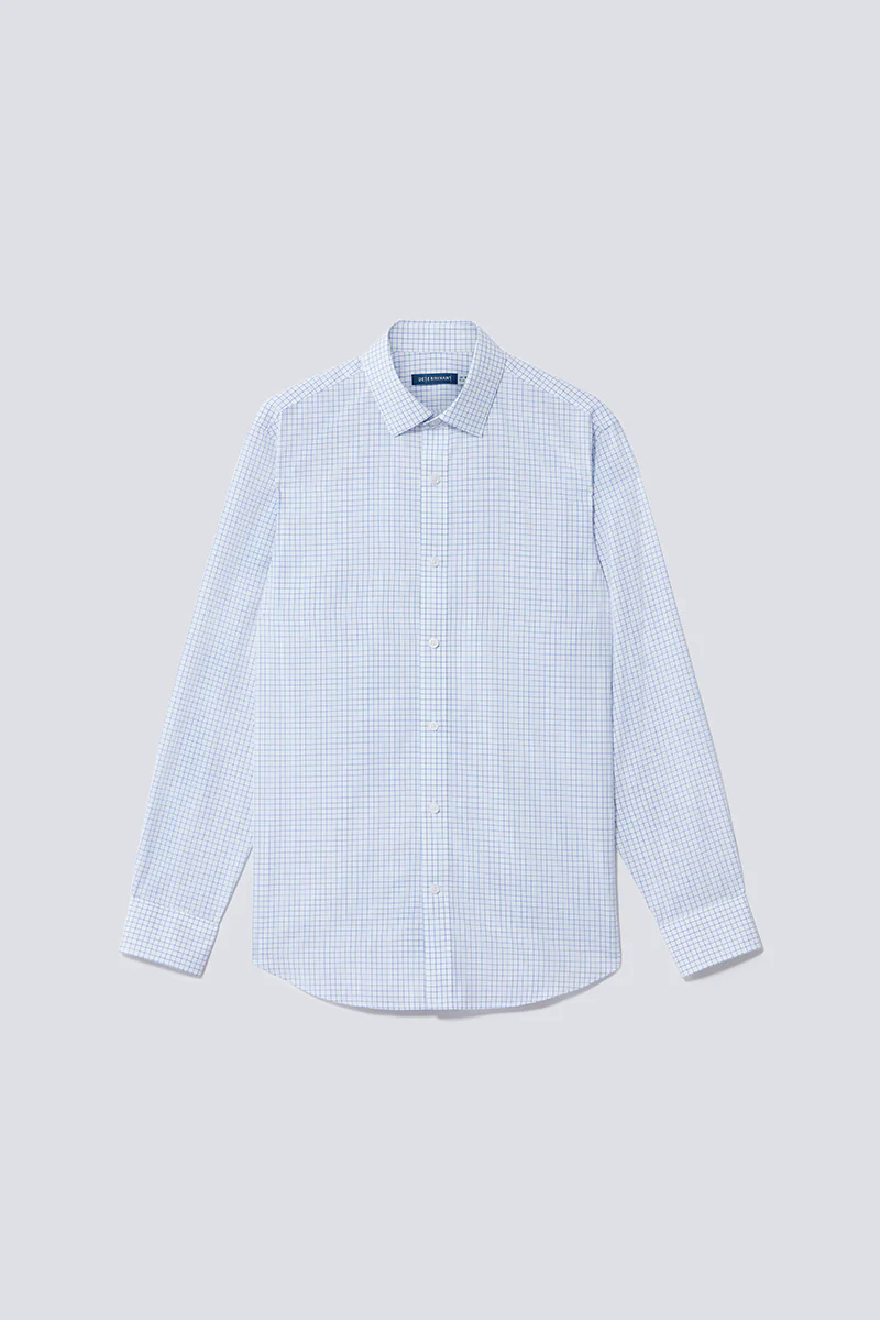 Wrinkle-Free Poplin Dress Shirt | Blue Check 16787N