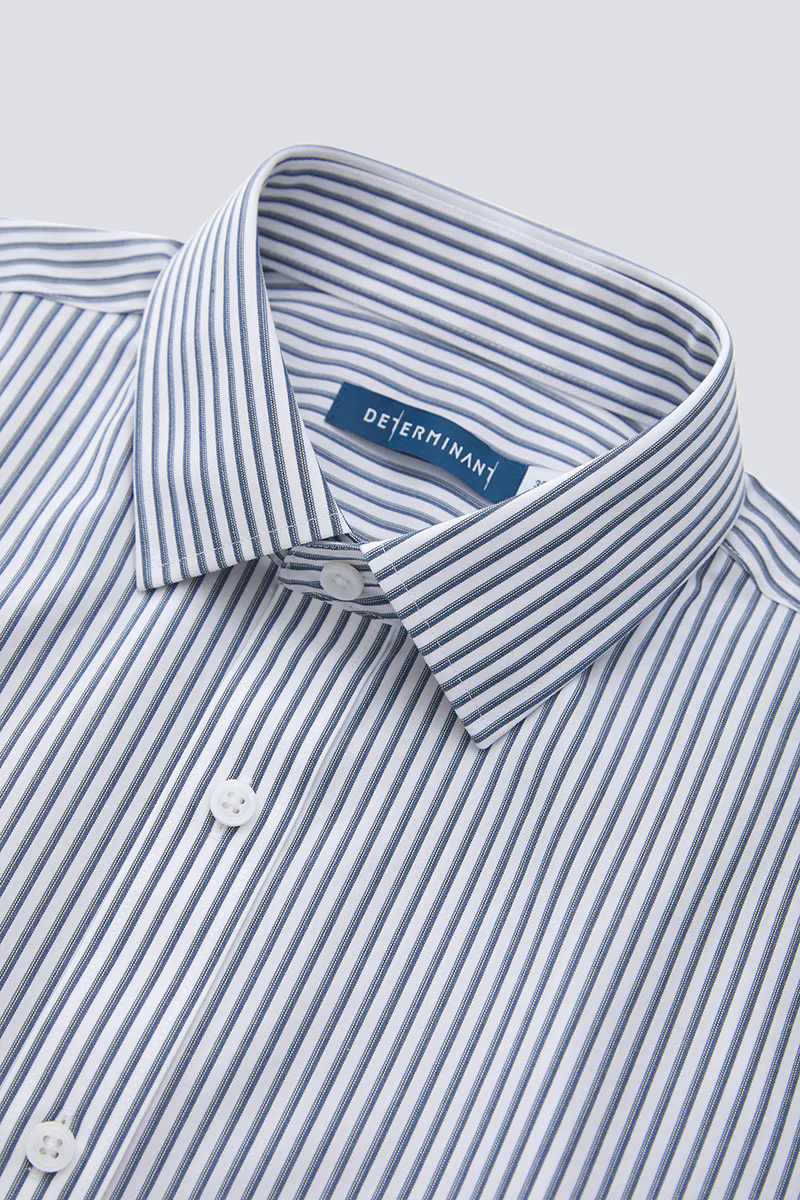 Waterless Dye Dress Shirt  | Dark Blue Stripes 22565N