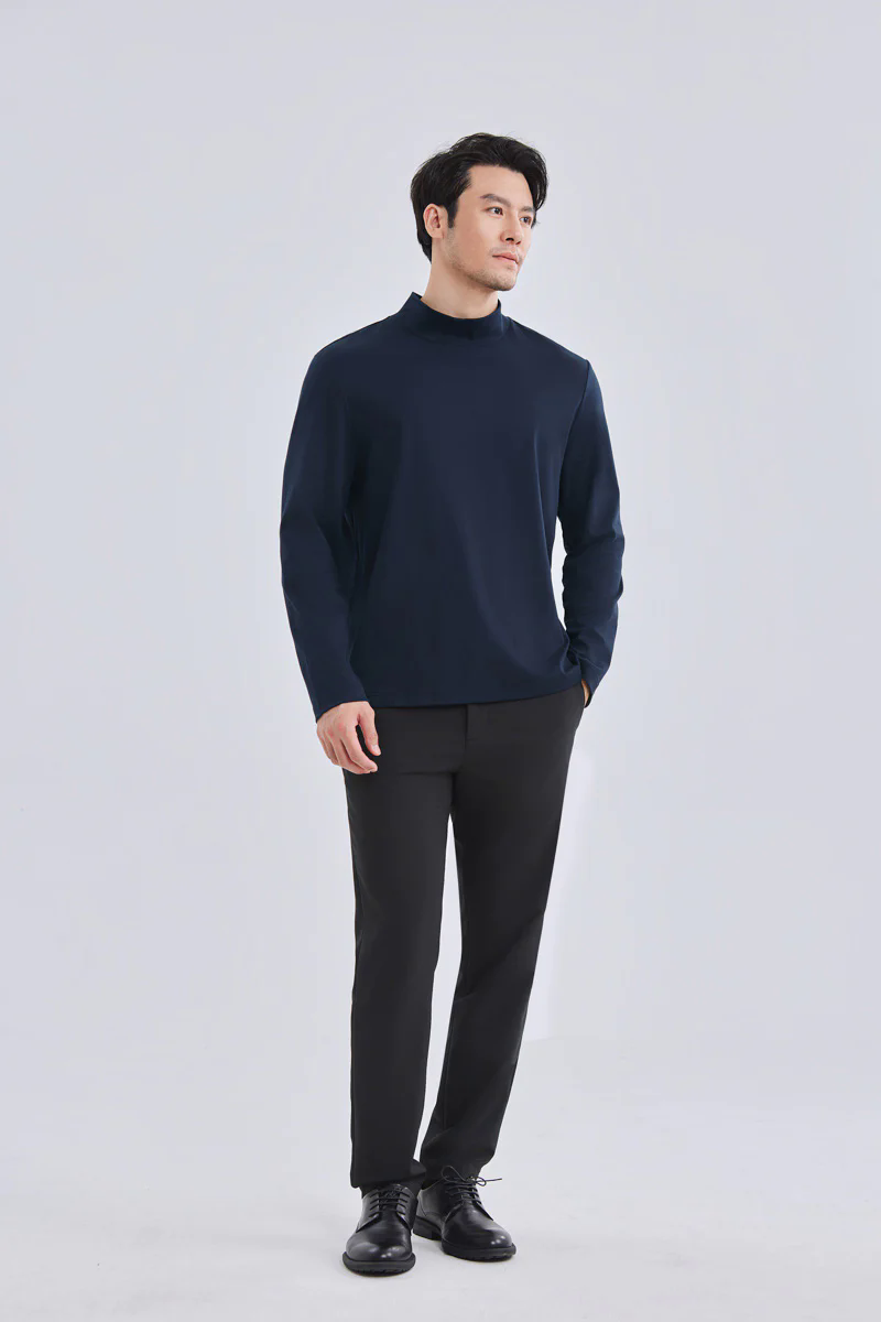 HeatGuard Mock Neck Long Sleeve T-Shirt | Navy NNY096 HeatGuard Mock Neck Long Sleeve T-Shirt | Navy NNY096