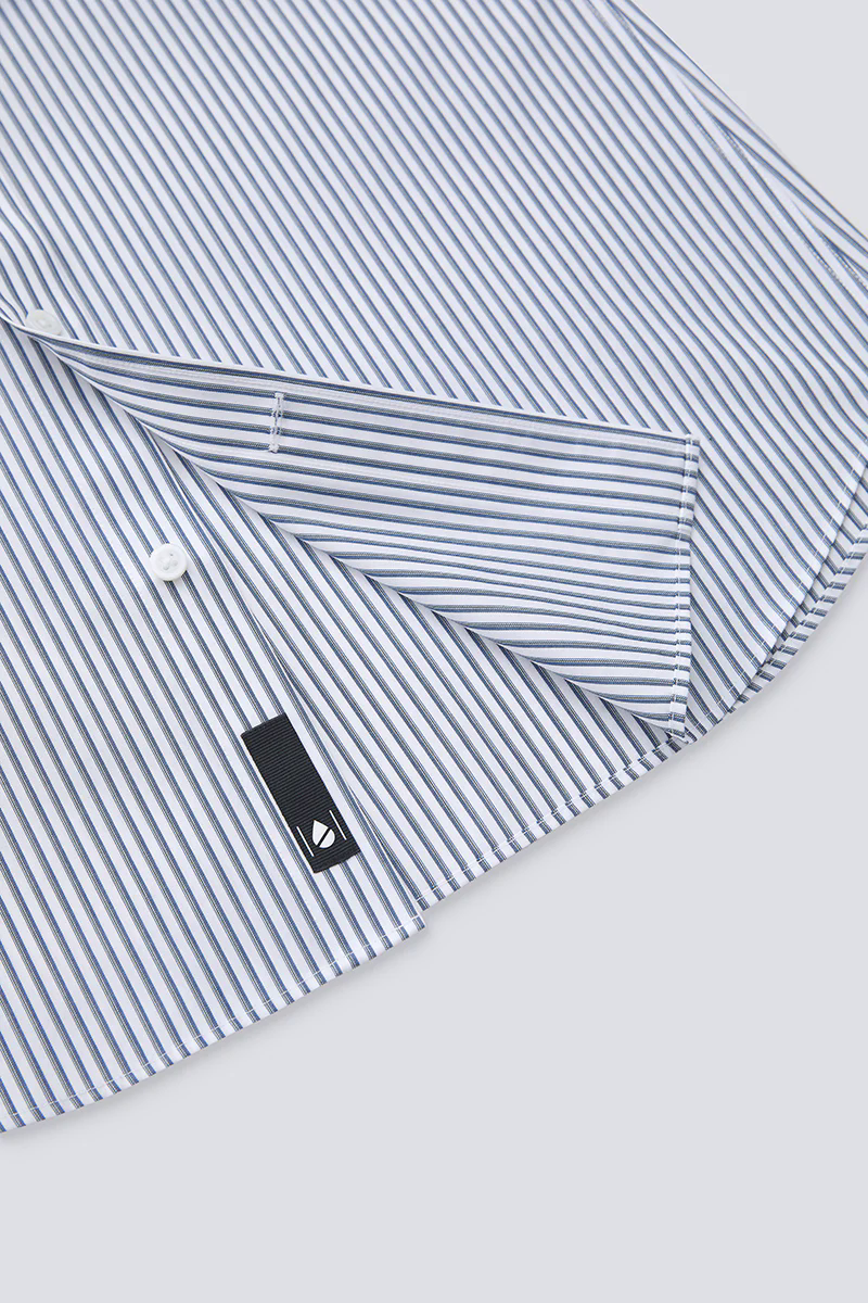 Waterless Dye Dress Shirt  | Dark Blue Stripes 22565N