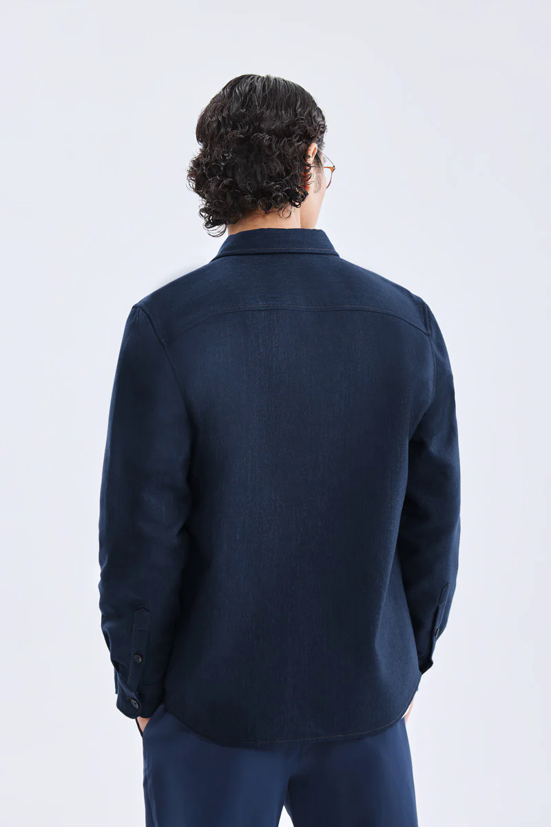 Brushed Contrast Stitch Shirt Jacket | Navy 30193N Brushed Contrast Stitch Shirt Jacket | Navy 30193N