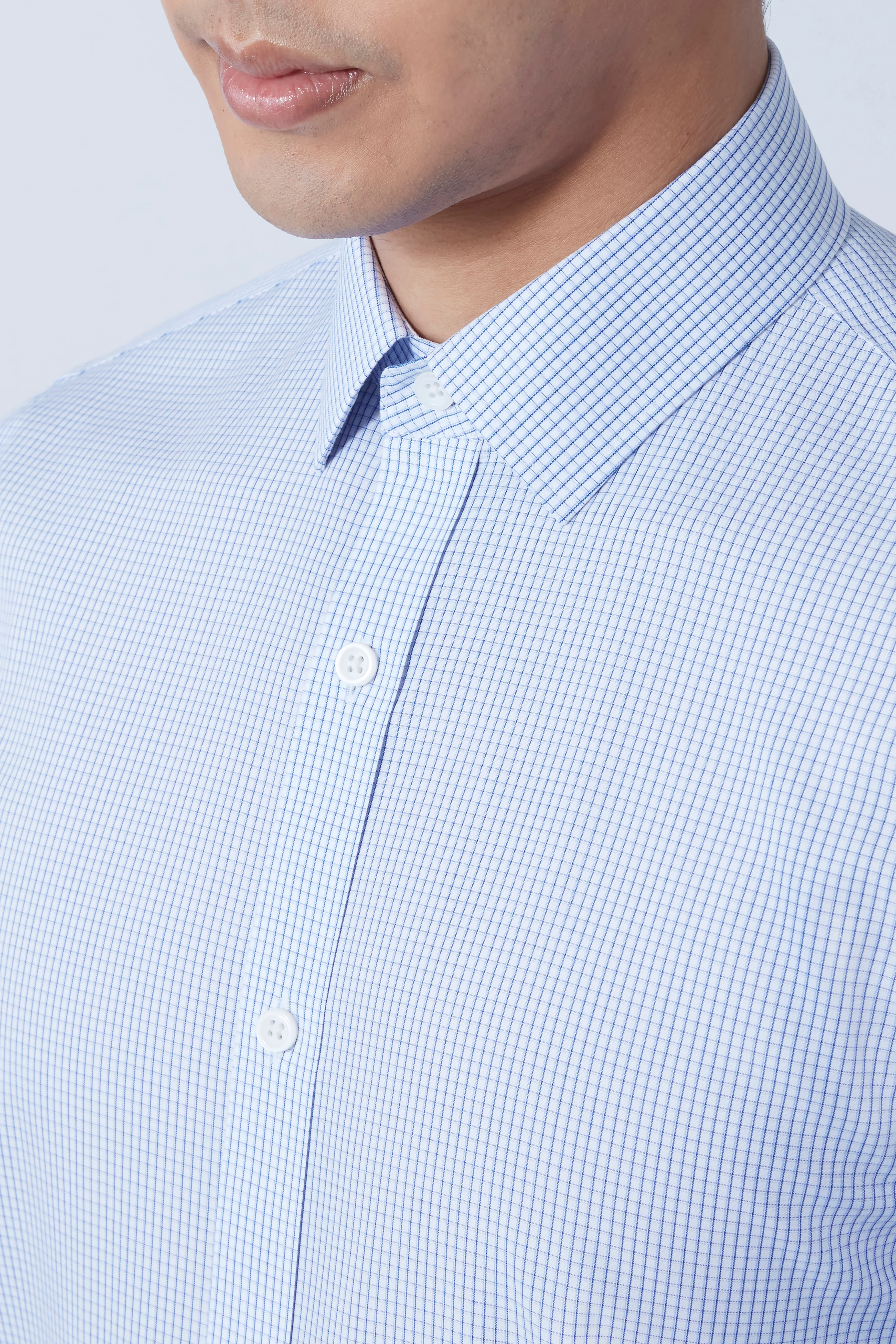 Wrinkle-Free Poplin Dress Shirt | Blue Check 15104N