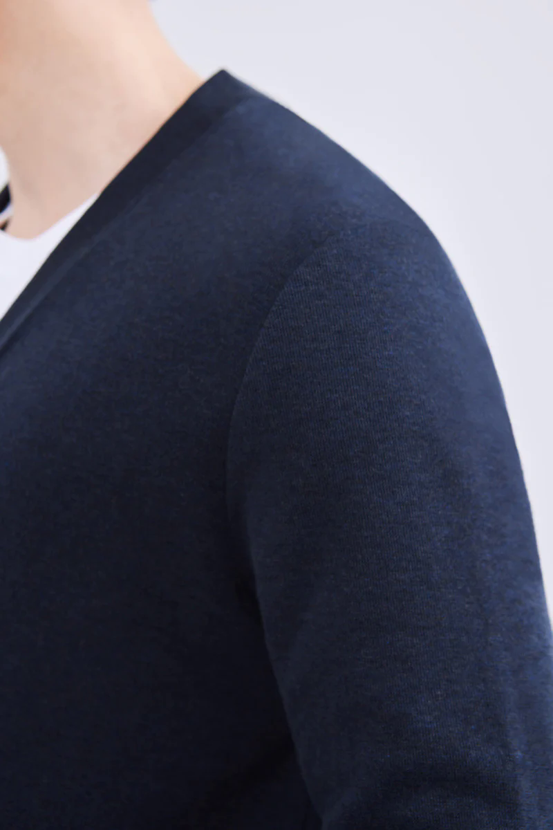 Merino-Blend French Rib Cardigan | Navy EB1244 Merino-Blend French Rib Cardigan | Navy EB1244