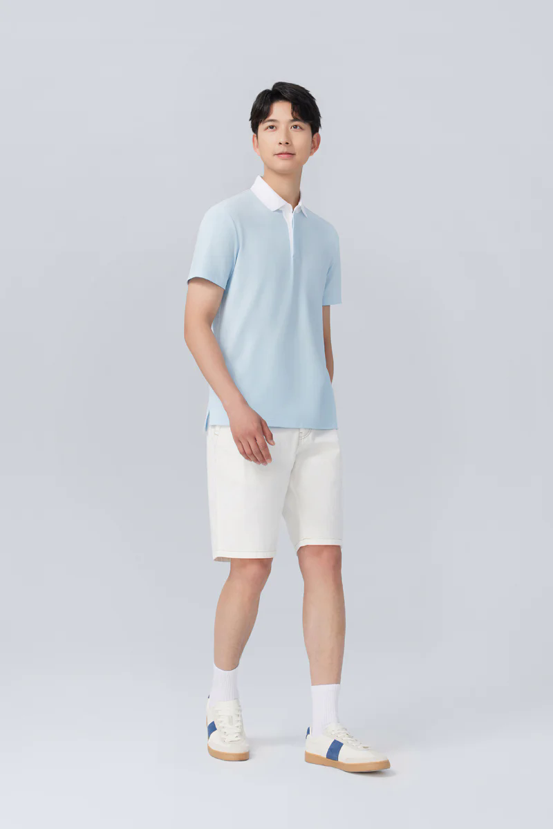 Pique Contrast Collar Polo | Light Blue BLE237 Pique Contrast Collar Polo | Light Blue BLE237