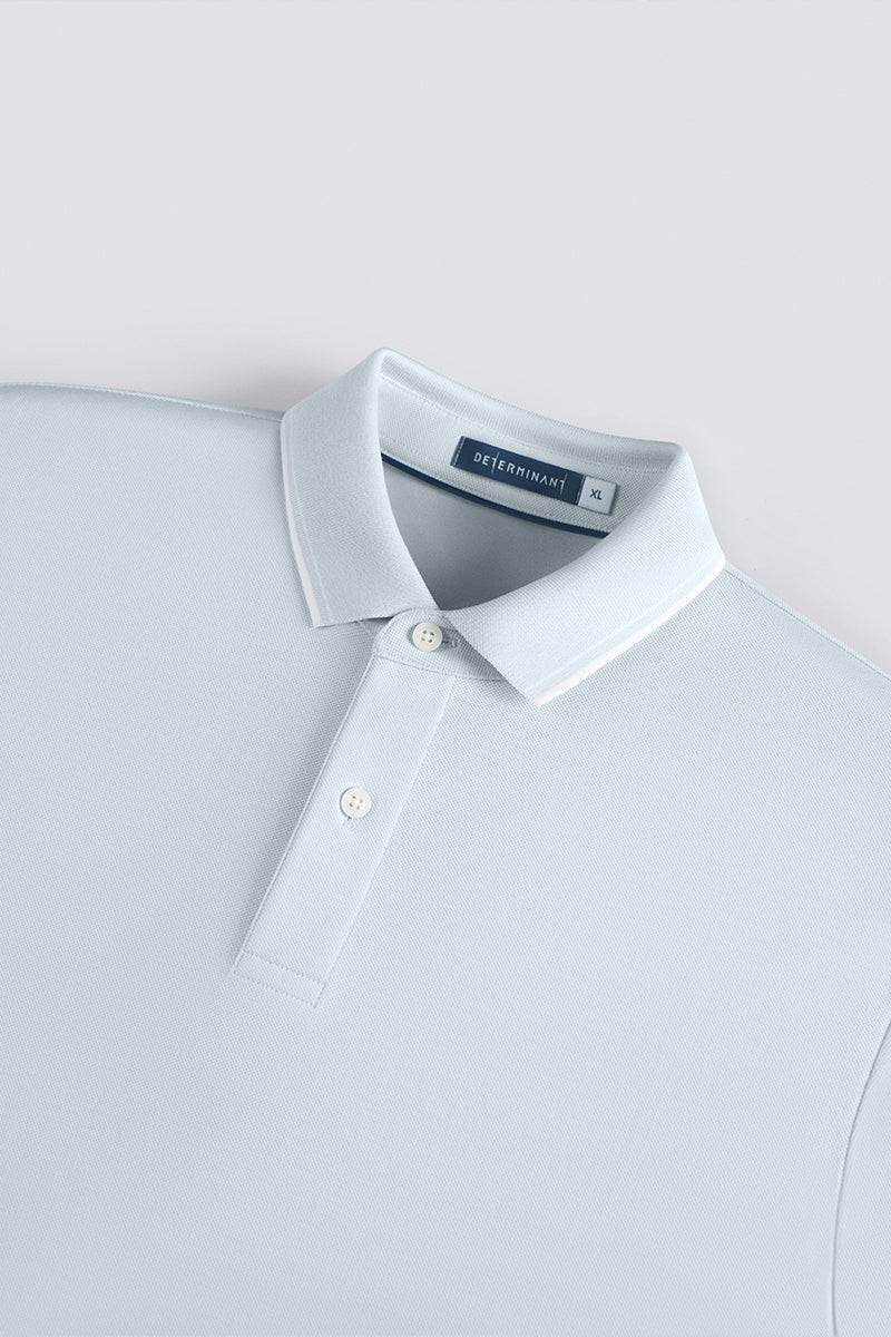 Pique Tipped Polo | Light Blue BLE237