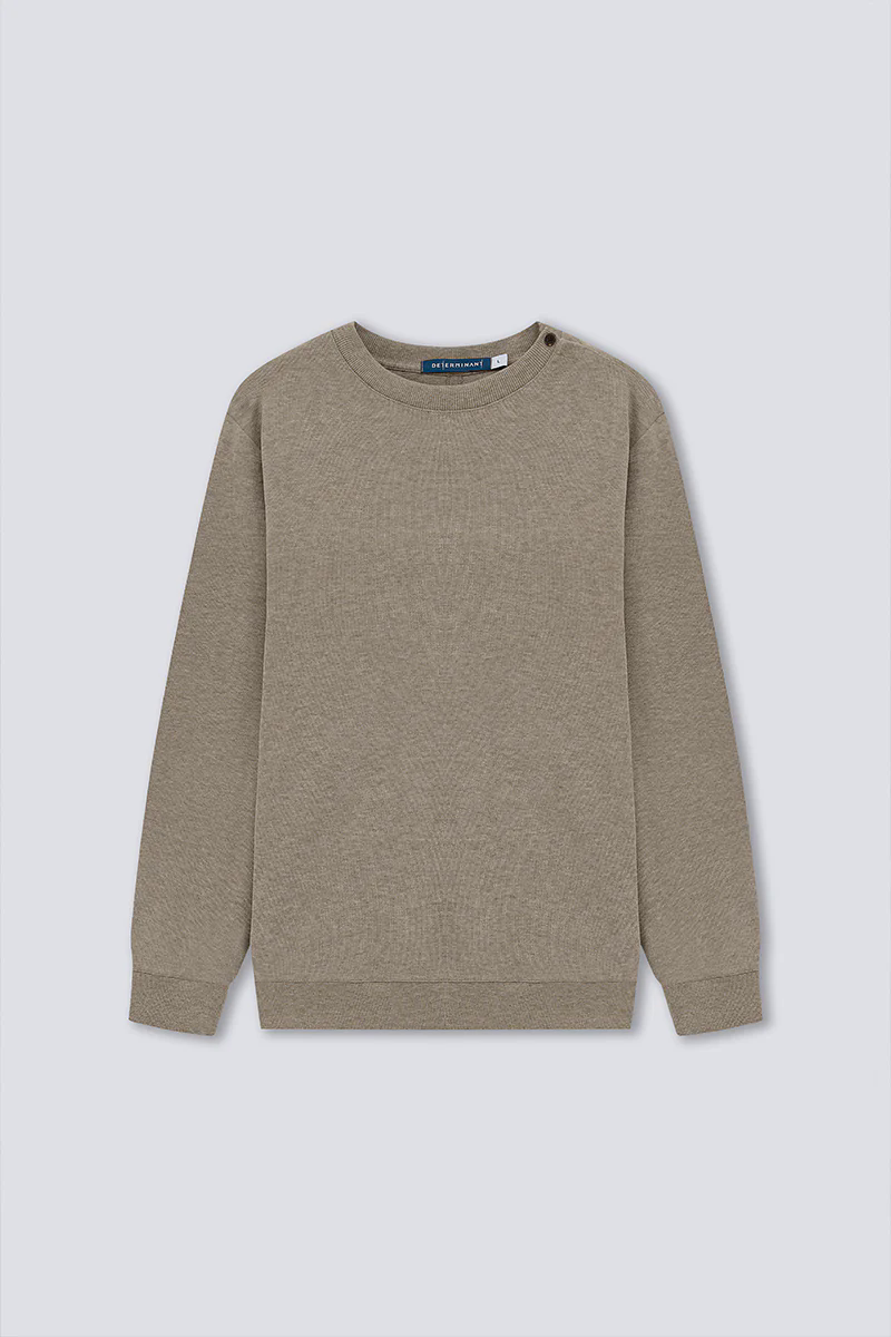Merino-Blend French Rib Crew Neck Sweater | Khaki E7W025 Merino-Blend French Rib Crew Neck Sweater | Khaki E7W025