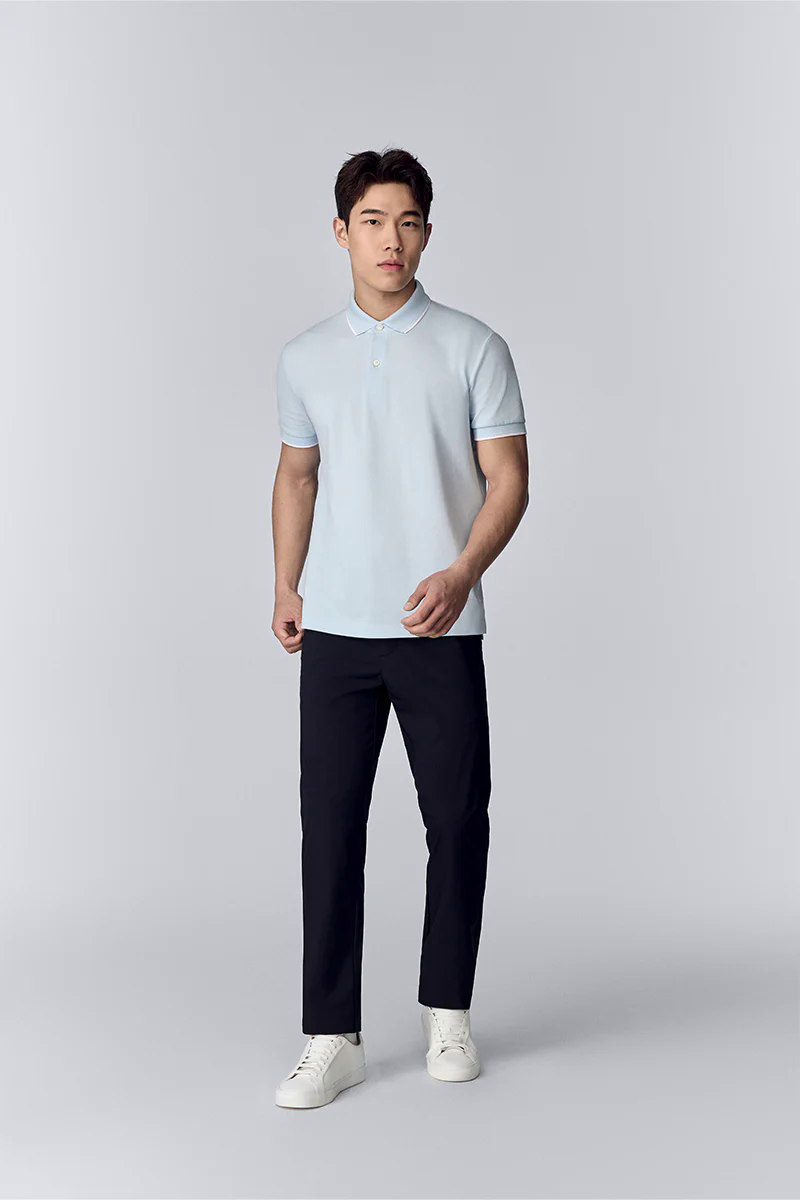 Pique Tipped Polo | Light Blue BLE237