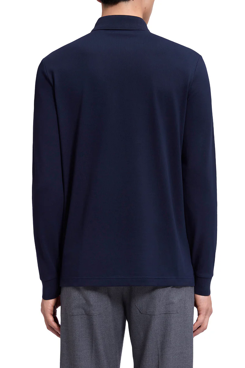Pique Long Sleeve Polo | Navy NNY096 Pique Long Sleeve Polo | Navy NNY096