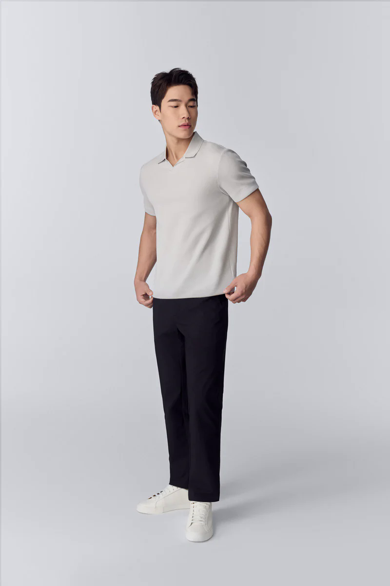 Waffle-Knit Polo | Light Grey GYFL01