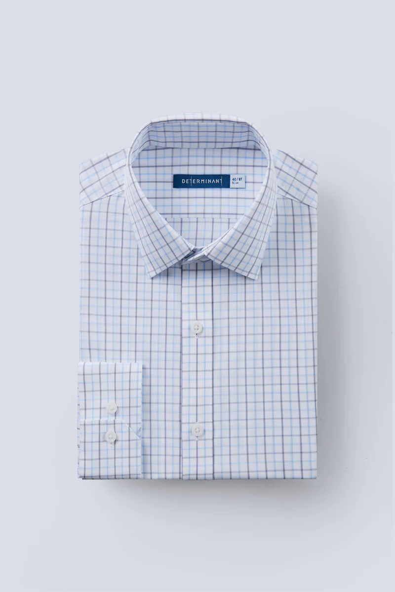 Wrinkle-Free Poplin Dress Shirt | White Multi-Check 25676N
