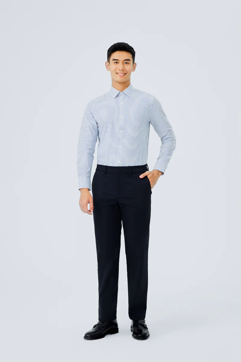 Waterless Dye Dress Shirt  | Dark Blue Stripes 22565N