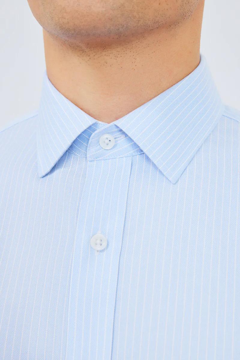 Wrinkle-Free Dobby Dress Shirt | Blue Stripes 8301NZ Wrinkle-Free Dobby Dress Shirt | Blue Stripes 8301NZ
