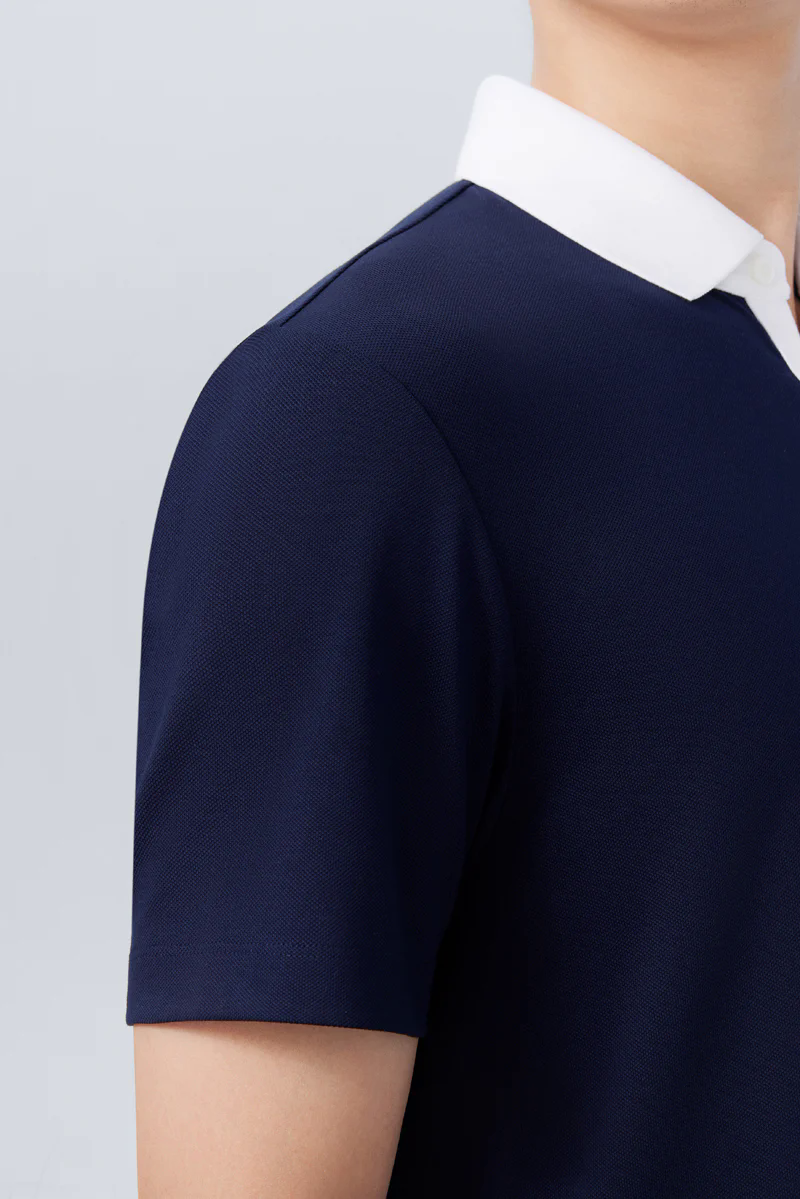 Pique Contrast Collar Polo | Navy NNY096 Pique Contrast Collar Polo | Navy NNY096