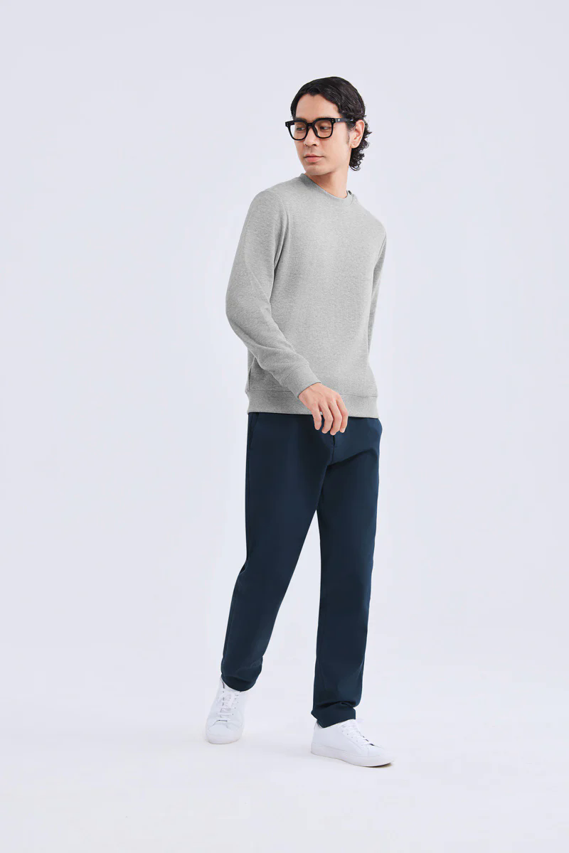 Merino-Blend French Rib Crew Neck Sweater | Grey EBC054 Merino-Blend French Rib Crew Neck Sweater | Grey EBC054